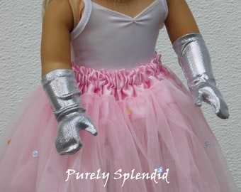 Silver Shimmer Gloves, PERFECT fit for 18 inch Girl Doll, American made