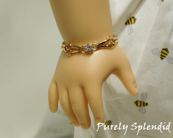 Sparkling Gold Link Bracelet for 18 inch Girl Dolls, American made doll jewelry, girl doll accessories