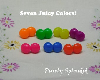 1980s Large Colorful Studs for dolls who have pierced ears and wear 2mm studs, sold in 3, 4 or 7 pairs of studs