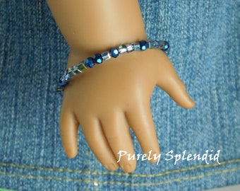 Sparkling Blue Stacking Bracelet for 18 inch girl dolls, American Made Girl Doll Accessories, No Clasp doll jewelry