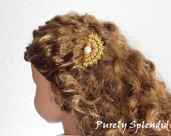 Gold Fan Hair Combs for Girls and Dolls, set of 2 combs, American Made