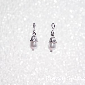 Budding Pearl Ear Dangles for 18 inch girl dolls OR You, American made, fits 2mm doll studs