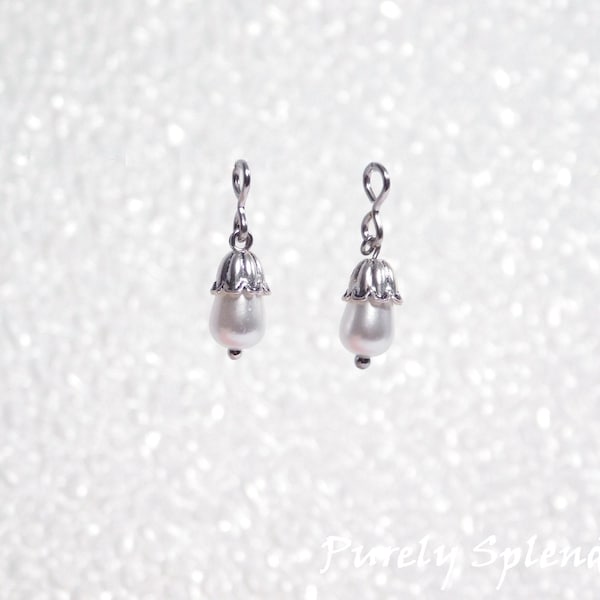 Budding Pearl Ear Dangles for 18 inch girl dolls OR You, American made, fits 2mm doll studs