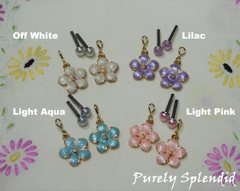 Pastel Flower Ear Dangles AND Studs for 18 inch Girl Dolls, American Made Easter jewelry, 4 color choices