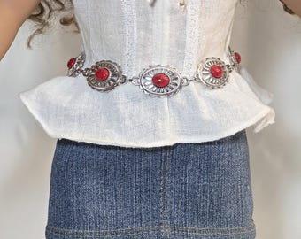 Red Western Concho Belt for 18 inch Girl Dolls, American made