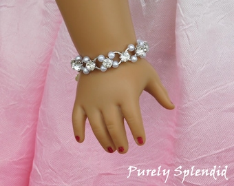 Elegant Evening Silver Bracelet for 18 inch Girl Dolls, American made doll jewelry