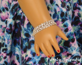 Triple Silver Rhinestone Bracelet fits 18 inch Girl Dolls, American Made