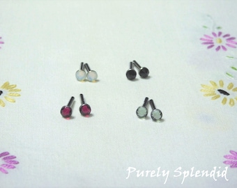 Crystal Doll Studs, Suit of Colors for girl dolls with 2mm hole, American made