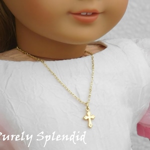 Gold Cross Necklace for 18 inch Girl Dolls, American Made