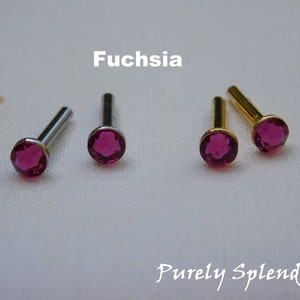 Fuchsia 2mm Studs available in Silver or Gold