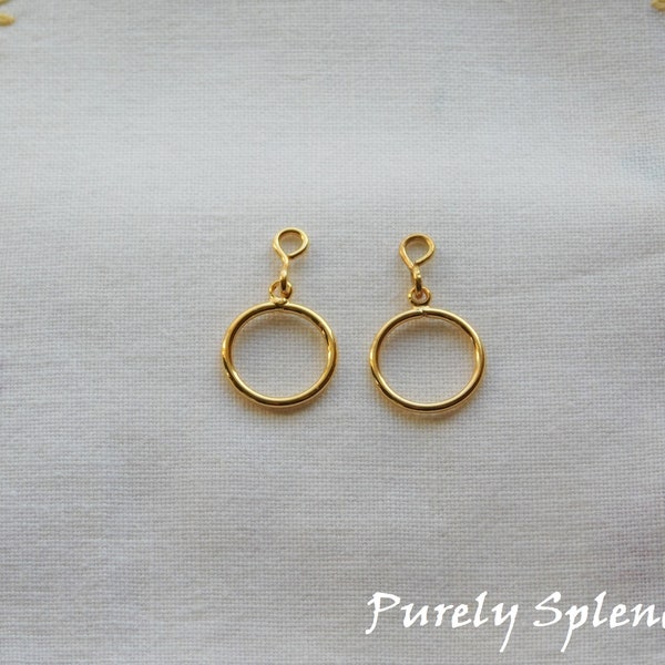 Small  Golden Hoop Earrings for YOU or 18 inch Girl Dolls, American made, fits 2mm doll studs