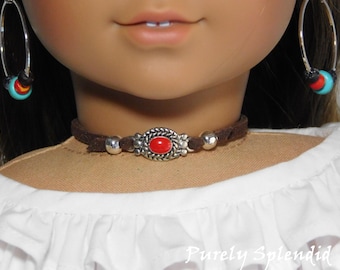 Red Western Choker for 18 inch Girl Dolls, American made