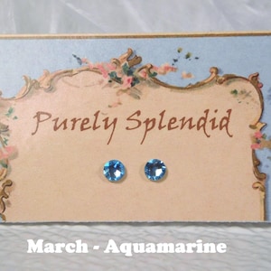 American made March - Aquamarine 2mm sized studs for girl dolls | Purely Splendid