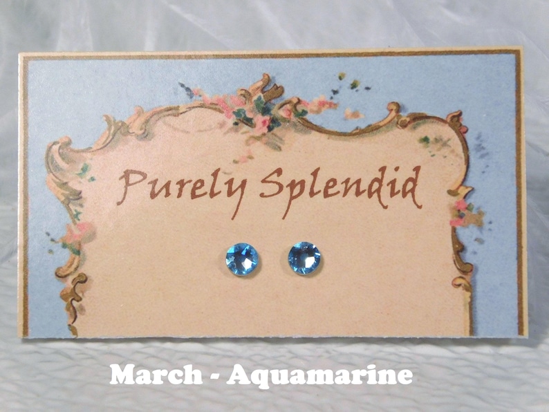 American made March - Aquamarine 2mm sized studs for girl dolls | Purely Splendid