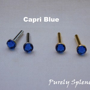 Capri Blue 2mm Studs available in Silver or Gold