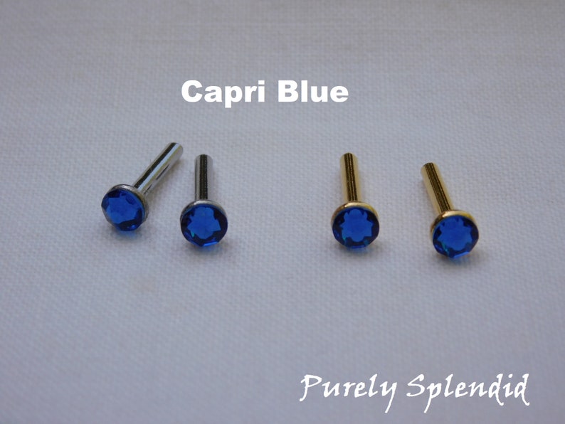 Capri Blue 2mm Studs available in Silver or Gold