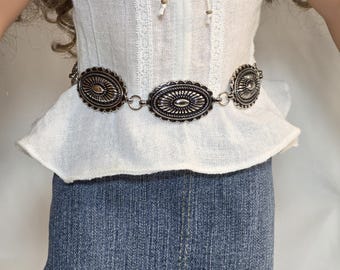 Silver Western Concho Belt for 18 inch Girl Dolls, American made