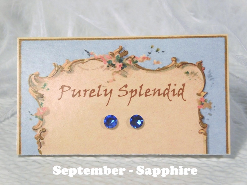 September- Sapphire 2mm sized studs for girl dolls American made | Purely Splendid