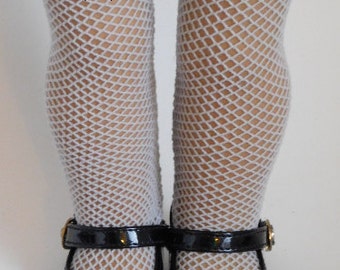 White Fishnet Tights for 18 inch Girl Dolls, American made, Perfect Fit Doll Hose