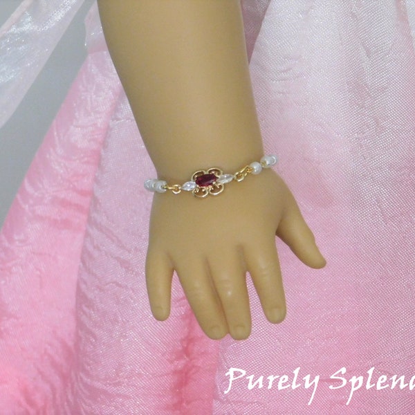 Sparkling Pearl Evening Bracelet for 18 inch Girl Dolls available in 4 colors, American made doll accessories, glamour jewelry for dolls