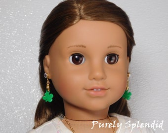 Shamrock Earring Dangles for 18 inch Girl Dolls OR YOU, American made doll jewelry