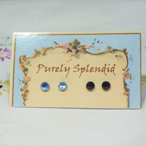 Crystal Doll Studs, Blue and Red, Perfect for girl dolls with 2mm hole, American made