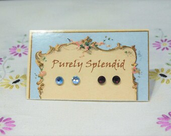 Crystal Doll Studs, Blue and Red, Perfect for girl dolls with 2mm hole, American made