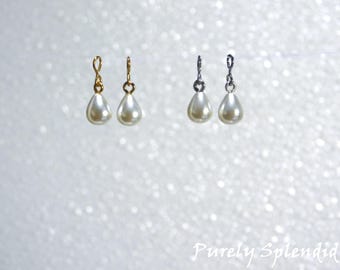 Pearl Drop Earring Dangles for Girl Dolls, American Made, Renaissance jewelry