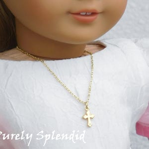Gold Cross Necklace for 18 inch Girl Dolls, American Made