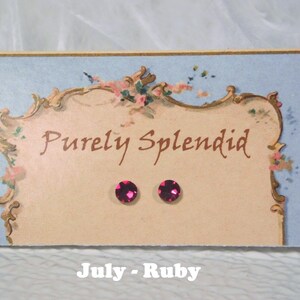 July- Ruby 2mm sized studs for girl dolls American made | Purely Splendid