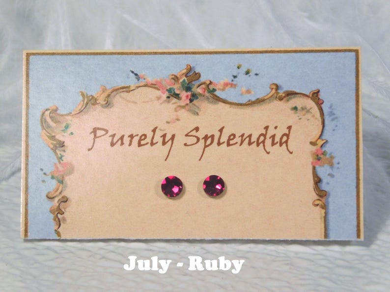 July- Ruby 2mm sized studs for girl dolls American made | Purely Splendid