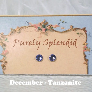December - Tanzanite American made 2mm sized studs for girl dolls | Purely Splendid