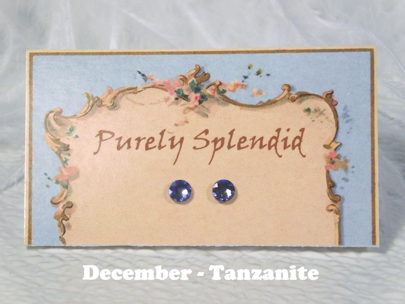 December - Tanzanite American made 2mm sized studs for girl dolls | Purely Splendid