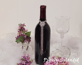 Sparkling Flower Bottle Bling, Wine Bottle Jewelry, color choices, reusable, you supply the bottle