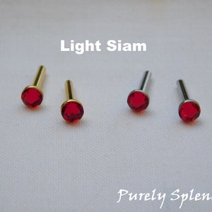 Light Siam 2mm Studs in Gold or Silver