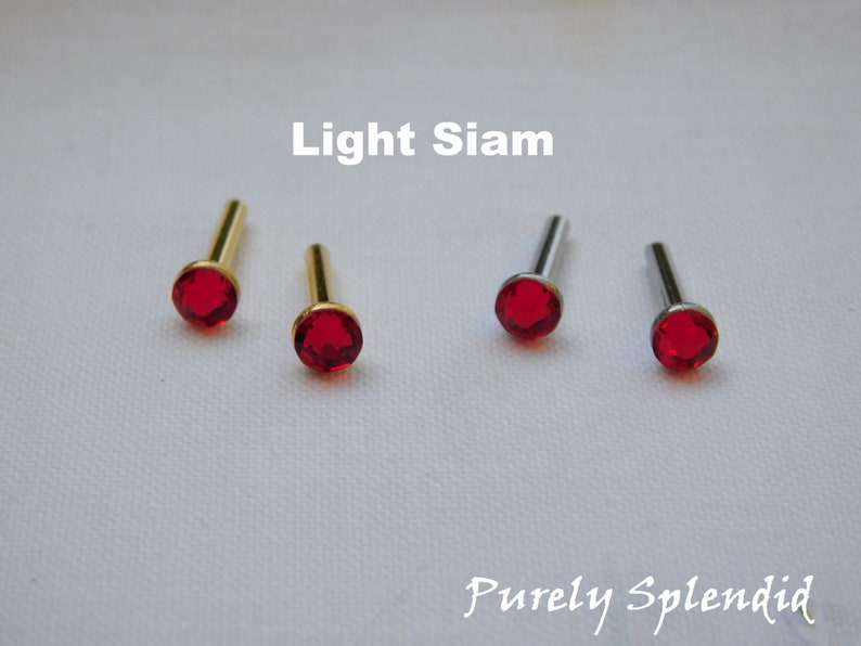 Light Siam 2mm Studs in Gold or Silver