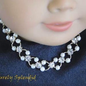 Elegant Evening Necklace and Earring Dangles in Silver or Gold for 18 inch Girl Dolls, American made glamour doll jewelry