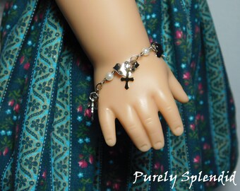 Cross Charm Bracelet for 18 inch Girl Dolls, American made doll jewelry