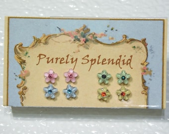 Spring Flower Doll Studs- set of 4, for girl dolls with 2mm hole, American made