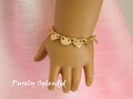 Gold Heart Bracelet for 18 inch dolls, American Made girl doll jewelry, Valentine's Day jewelry