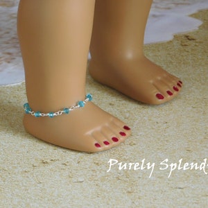 Dainty Ankle Bracelet in 3 color choices for 18 inch Girl Doll, American made doll beach jewelry