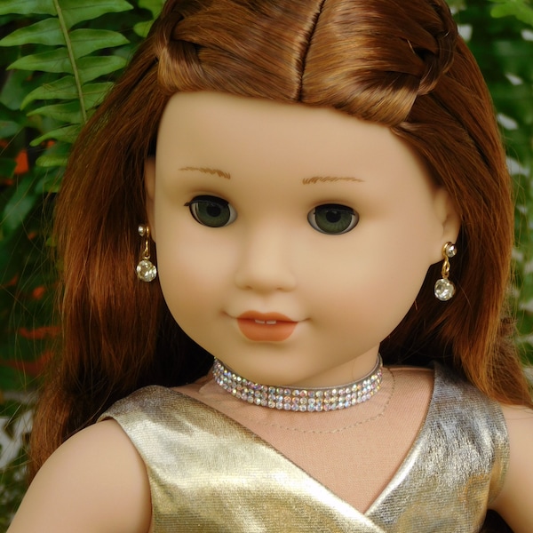 Sparkling Aurora Borealis Choker Necklace for 18 inch Girl Dolls, American Made girl doll accessories