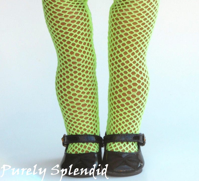 Neon Green Fishnet Tights for 18 inch dolls