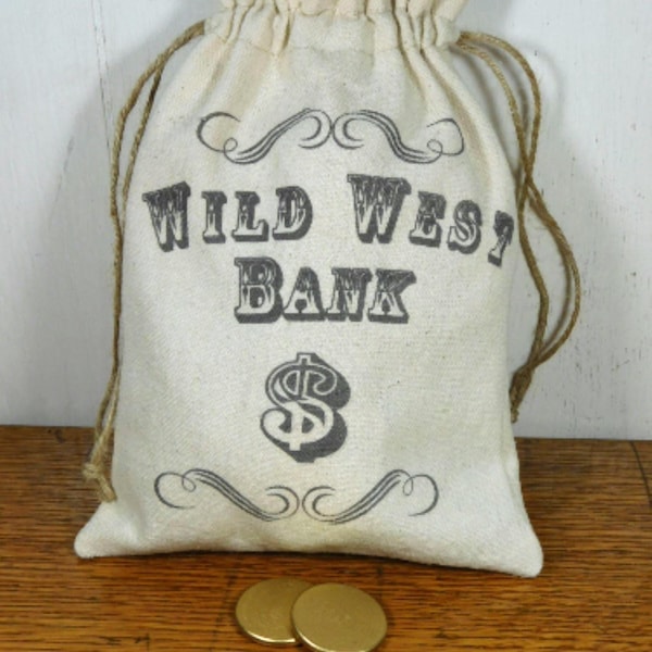 Wild West Bank Bag and Wooden Coins, Personalize it