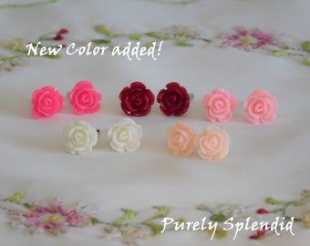 Rose Studs -set of two Doll Studs-pick your colors, Perfect fit pierced earrings for dolls who wear 2mm posts, must have jewelry