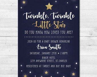 Twinkle, Twinkle Little Star, Do you know how loved you are - Baby Shower Invitation