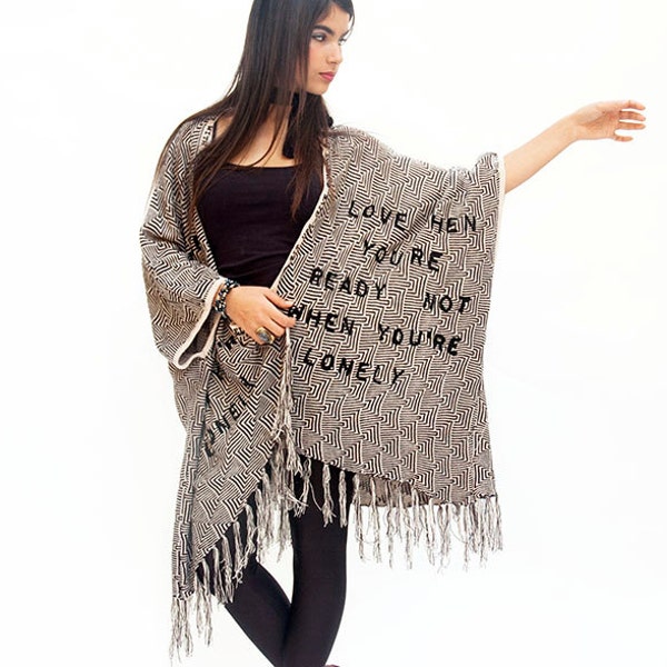 On sale , Long beige and black plus size printed  shawl