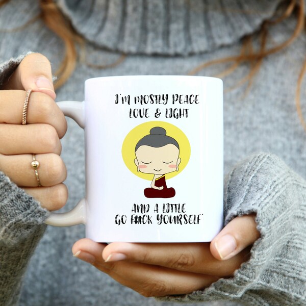 Taza de Buda. Contenido maduro. Divertida taza de Buda. Cita motivacional. Cita positiva. Lindo regalo. Regalo de amantes del café. Taza de blasfemia