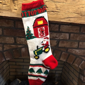 Hand Knitted Christmas Stockings 3B. Trees on Foot