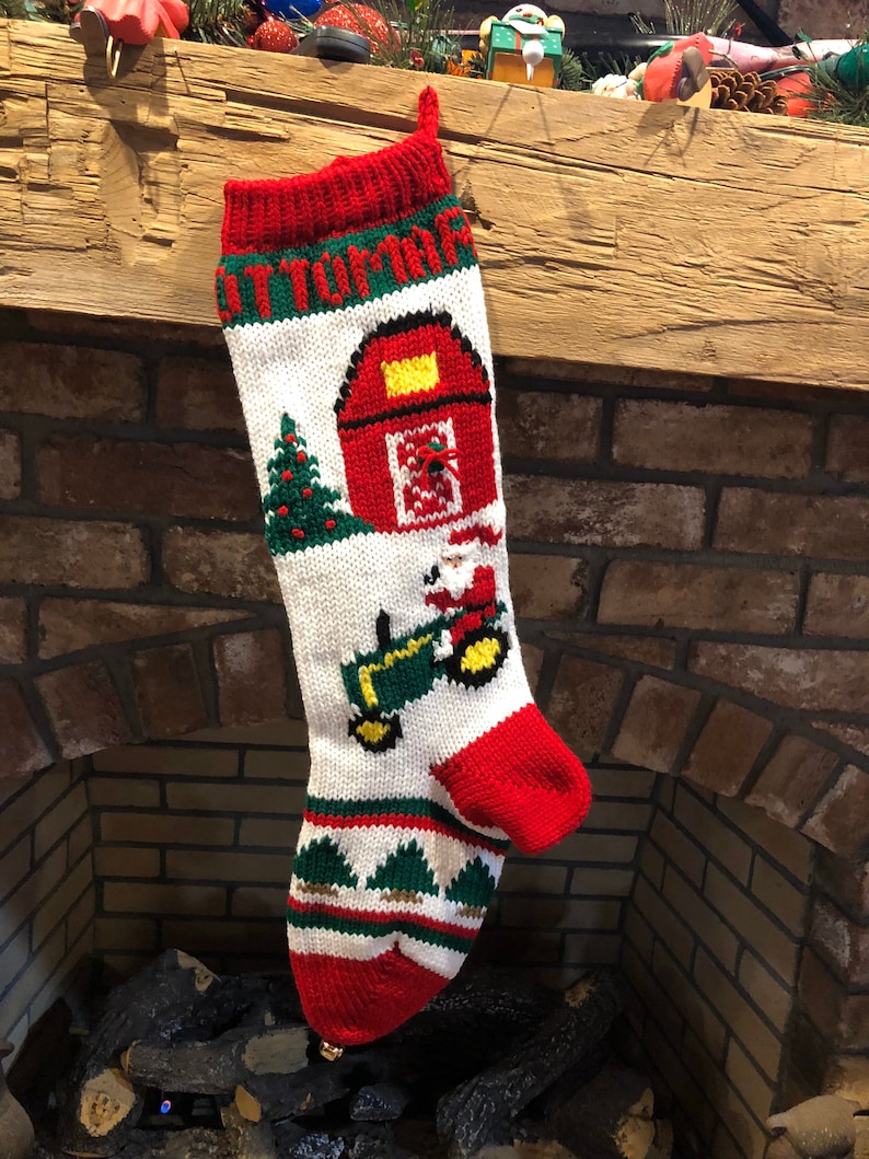 Hand Knitted Christmas Stockings 3B. Trees on Foot